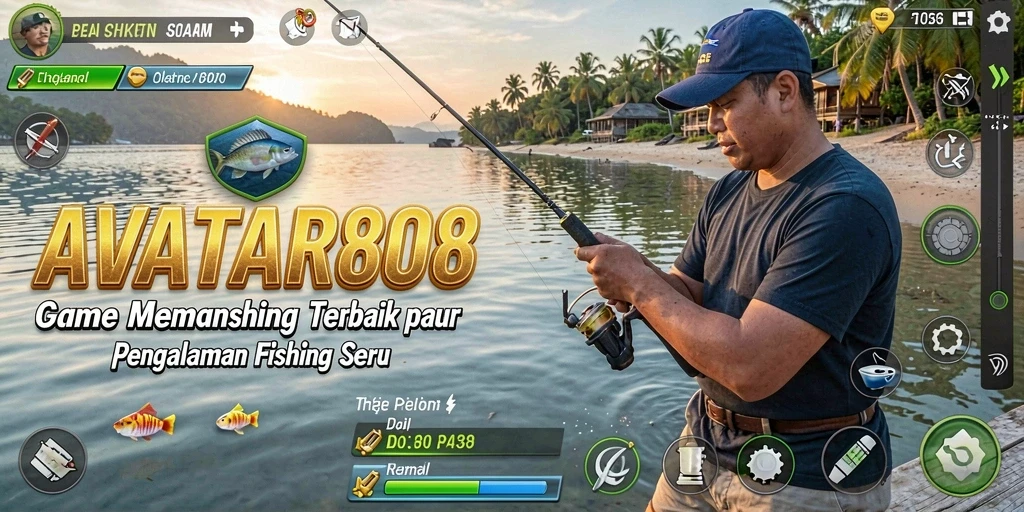 Tampilan gameplay AVATAR808 yang menampilkan aksi memancing yang seru.
