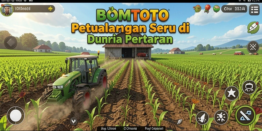 Screenshot gameplay BOMTOTO yang menunjukkan aktivitas bertani yang seru.