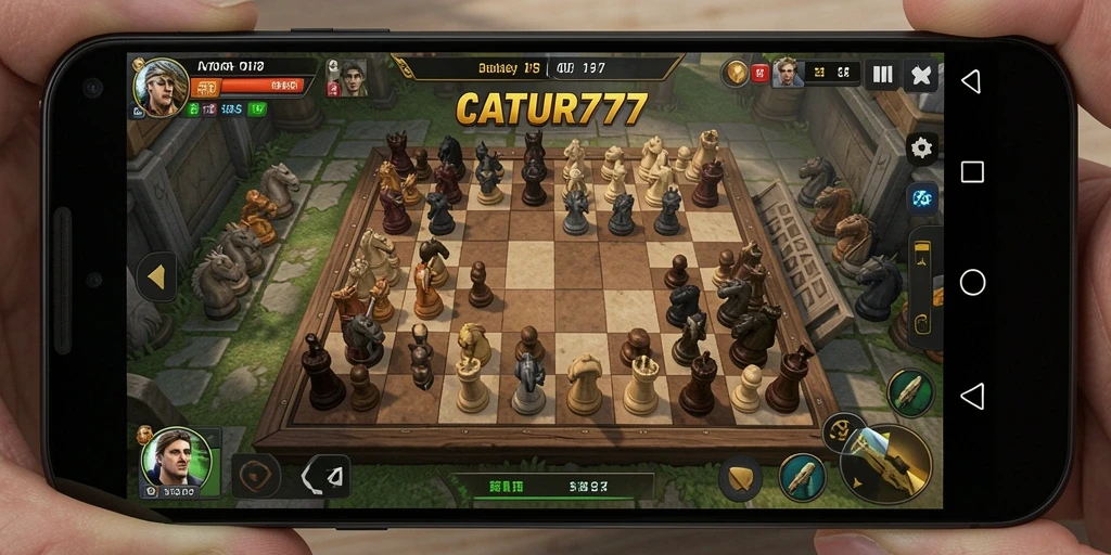 Tangkapan layar gameplay CATUR777 yang menampilkan aksi catur strategis.