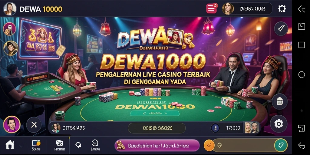 Screenshot gameplay DEWA1000 menunjukkan suasana kasino langsung yang mendebarkan.