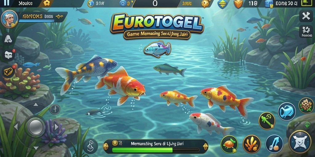 Tampilan gameplay EUROTOGEL dengan berbagai spesies ikan.