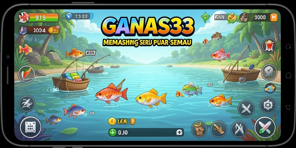 Screenshot gameplay menampilkan suasana memancing yang seru dan menegangkan di GANAS33.