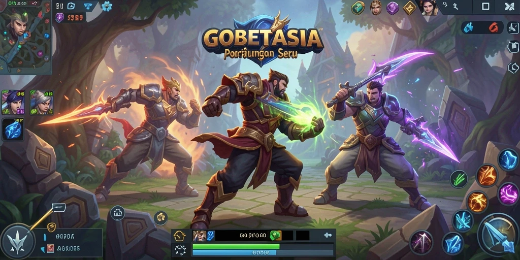 Tangkapan layar GOBETASIA yang menampilkan pertarungan MOBA yang mendebarkan.