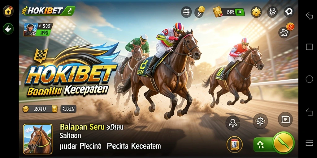 Gameplay HOKIBET menampilkan aksi balapan yang mendebarkan dan penuh kecepatan.