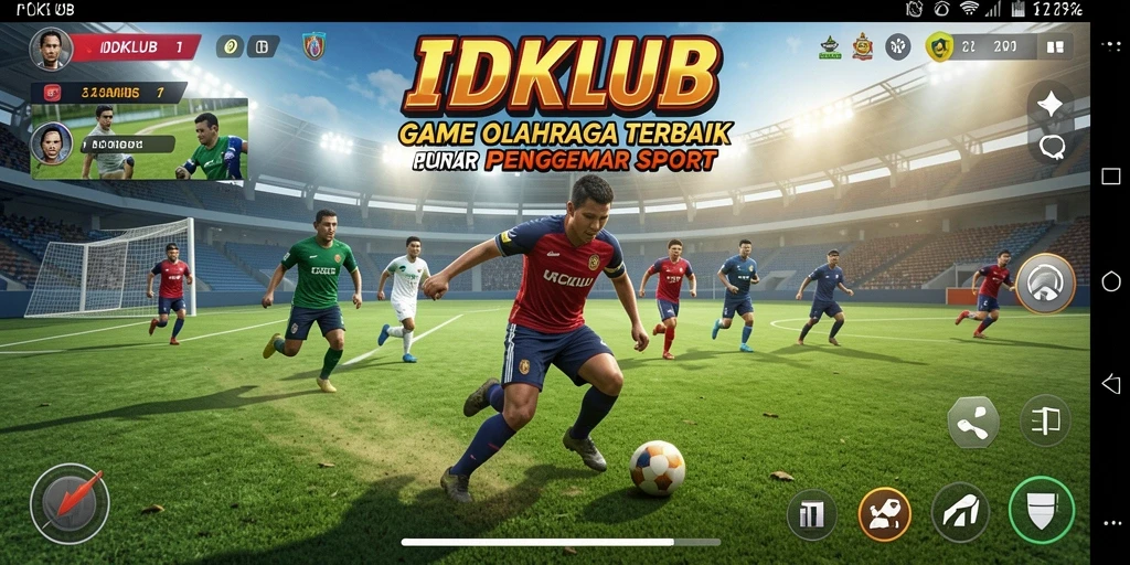 Screenshot gameplay IDKLUB menampilkan aksi seru di lapangan olahraga.
