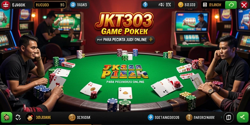 Screenshot JKT303 menunjukkan gameplay poker yang seru dan interaktif.