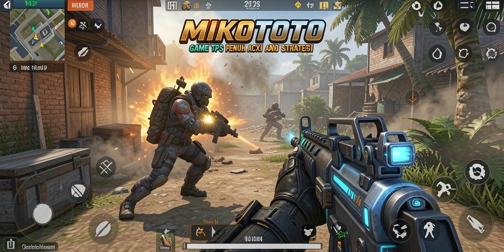 Screenshot MIKOTOTO menampilkan aksi pertempuran yang intens.