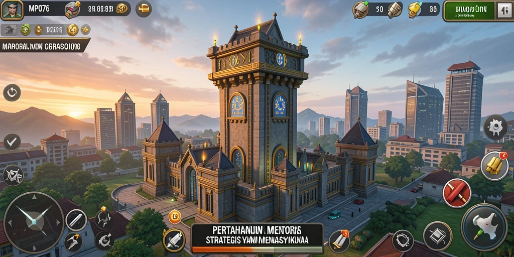 Tampilan gameplay menara pertahanan yang mendebarkan dan strategis.
