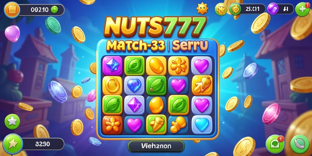 Gameplay seru NUTS777 dengan tantangan Match-3 yang mengasyikkan.