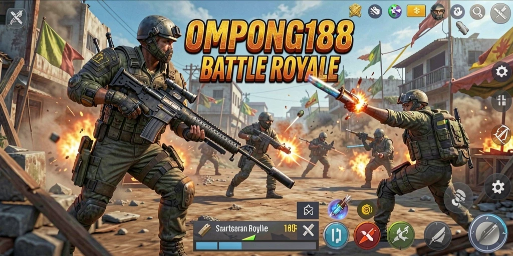 Gameplay Battle Royale yang seru dan mendebarkan di OMPONG188.
