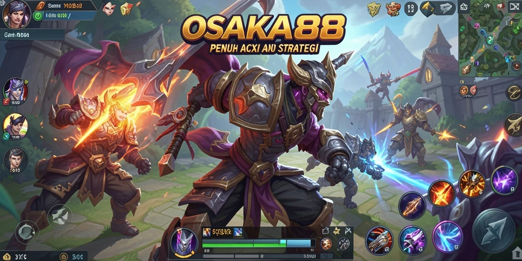 Tampilan gameplay OSAKA88 dengan karakter bertarung di arena.