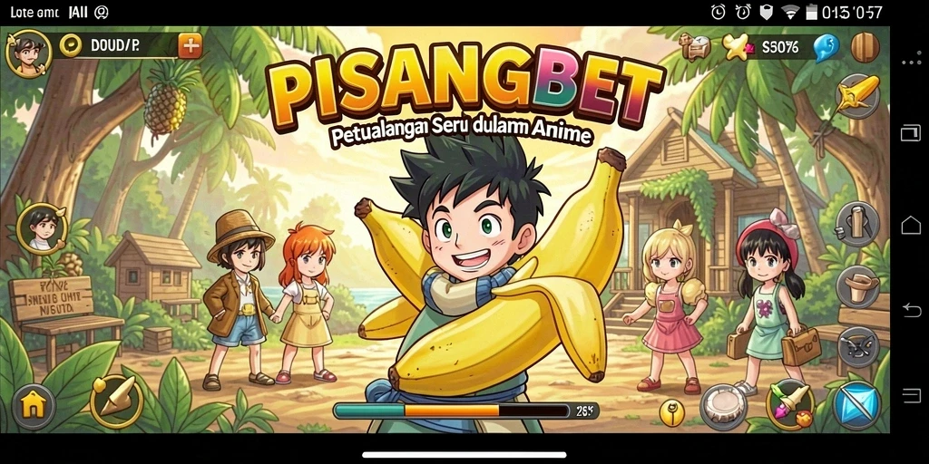 Screenshot gameplay PISANGBET menampilkan karakter anime yang dinamis.