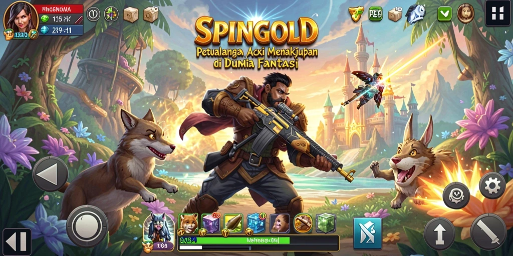 Screenshot SPINGOLD menampilkan aksi epic dalam petualangan ARPG.