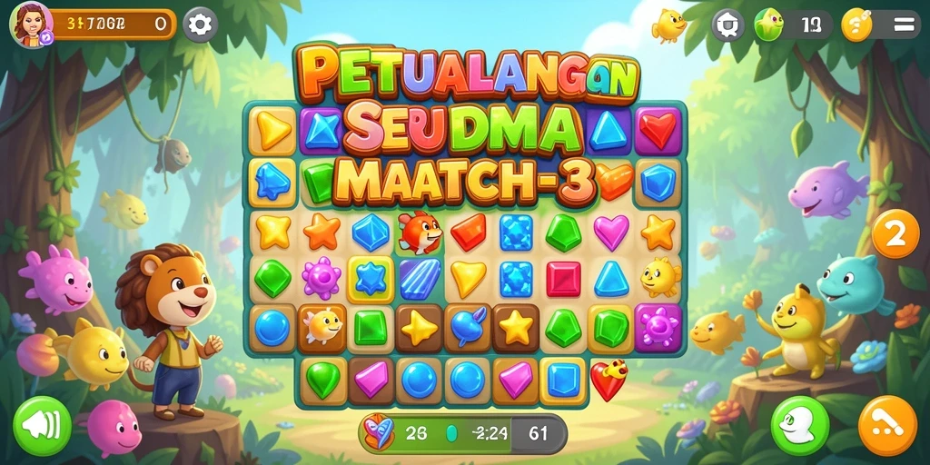Tampilan gameplay UH77 yang menarik dalam genre Match-3.