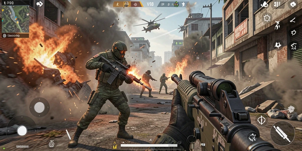 Tampilan gameplay V98 yang menegangkan dan seru.