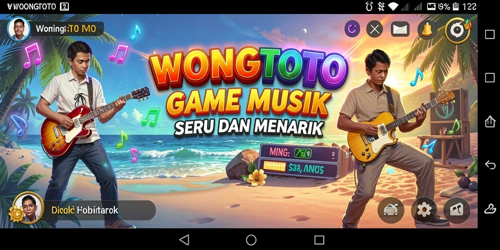Screenshot WONGTOTO menampilkan pemain berinteraksi dengan lagu favorit.